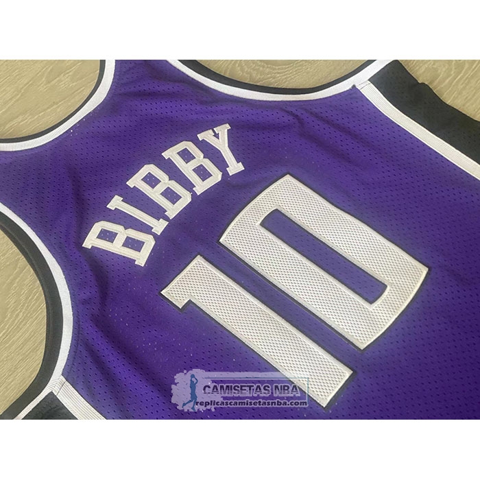 Camiseta Sacramento Kings Mike Bibby NO 10 Mitchell & Ness 2002-03 Violeta